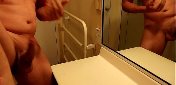  CUTE GUY JERKS OFF AND SHOOTS THICK LOAD OF HOT CUM OVER BATHROOM SINK! HD SOLO MALE ORGASM
